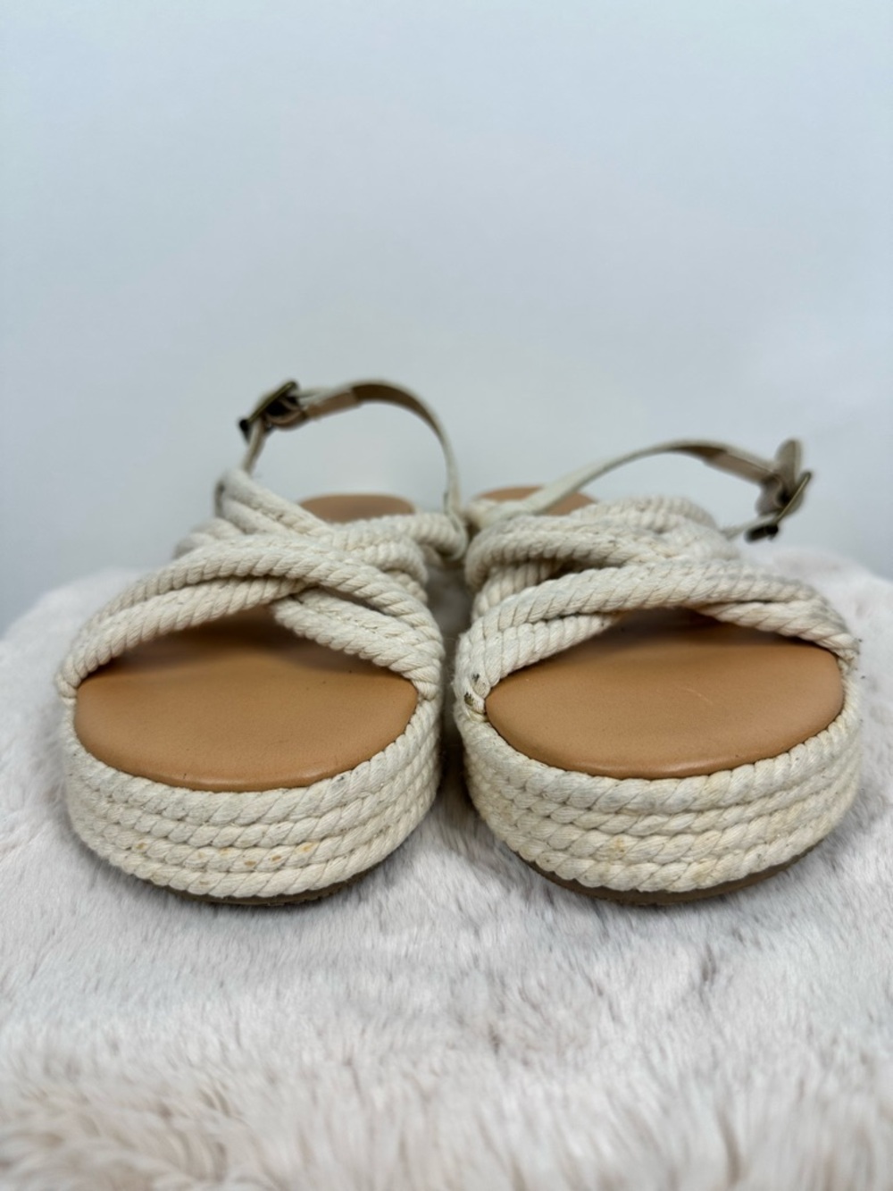 American Eagle Rope Espadrille Sandel Flat Boho Coastal Summer Slingback Sz 8 - Picture 7 of 13